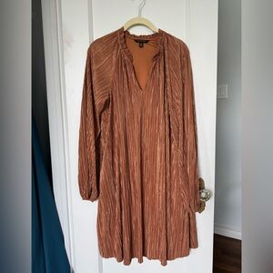 Banana Republic Gold Tiered Pleated Dress